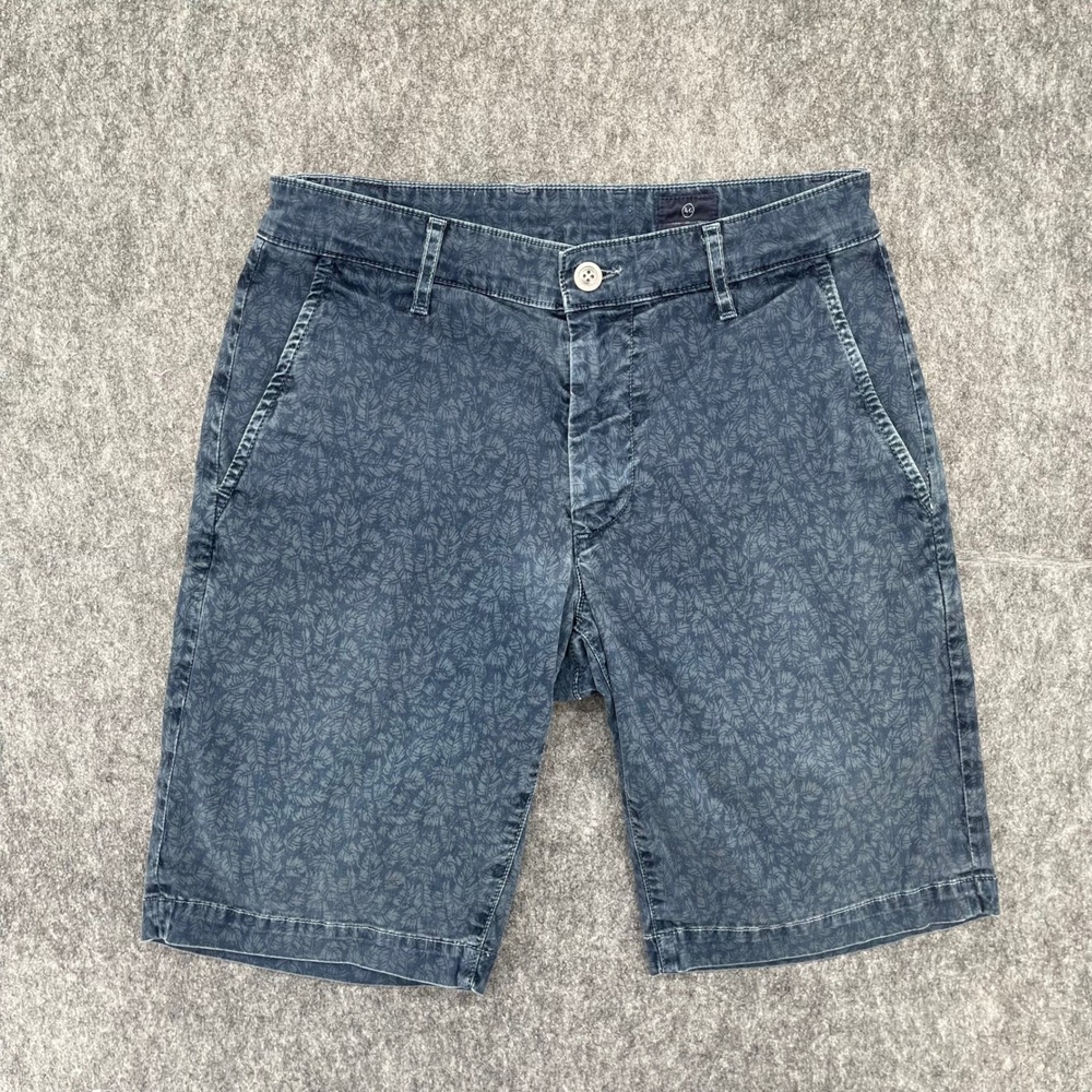 AG Adriano Goldschmied Griffin Leaf Print Shorts Mens 29 Navy Blue Chino